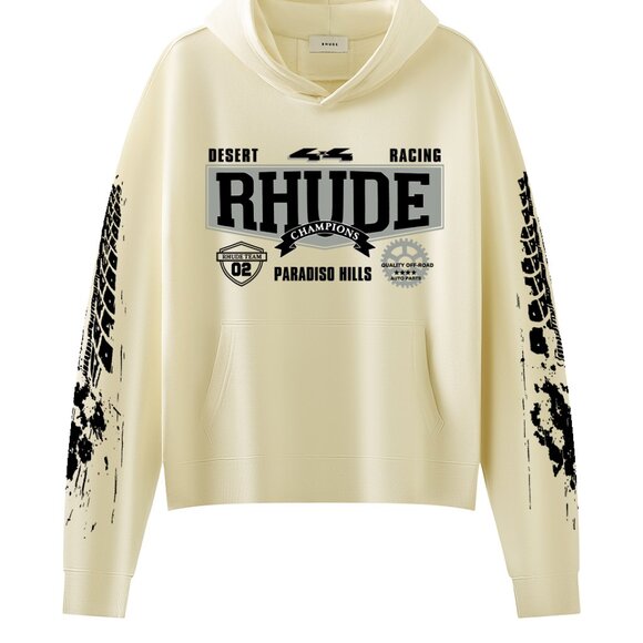 Rhude Beige Desert Racing Paradiso Hills Graphic Print Hoodie - Picture 1 of 8